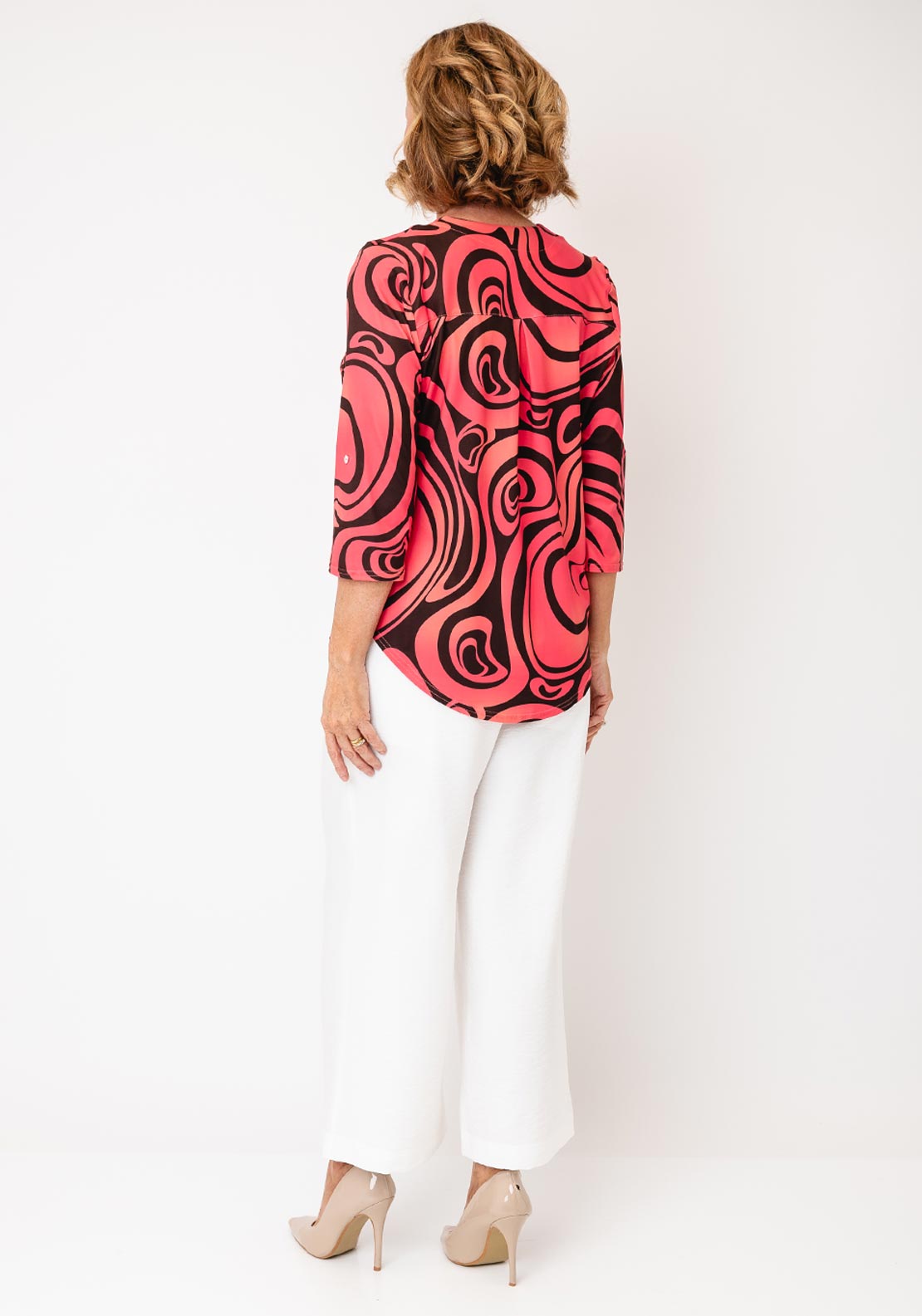 Avalon Abstract Print Blouse, Coral Multi