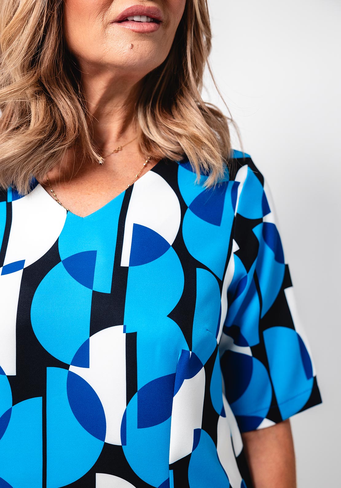 Avalon Abstract Print Short Sleeve Top, Blue