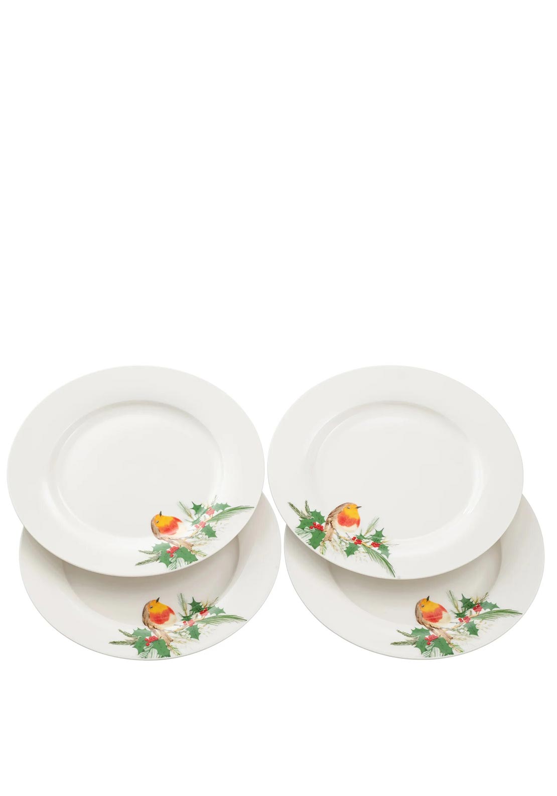 Aynsley Set of Four Robin Tea Plates, White