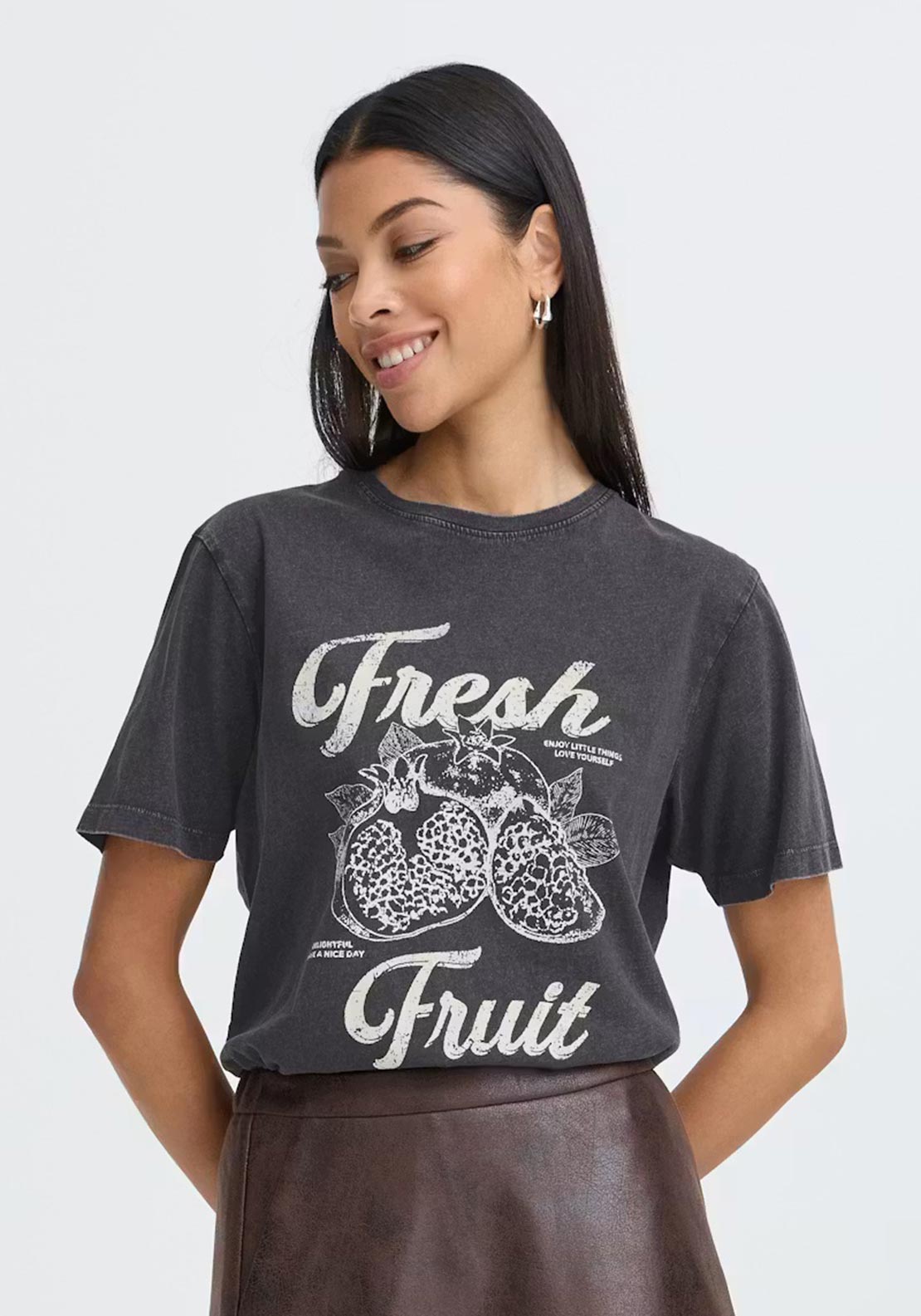 b. Young Solko Fruit Print T-Shirt, Grey