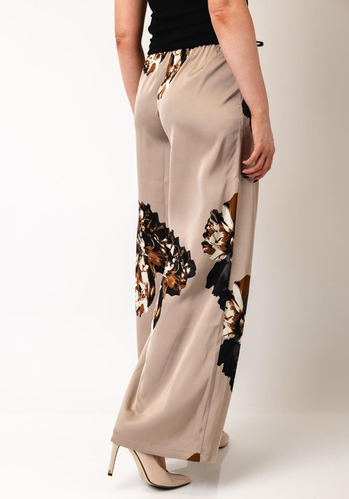 B.Young Floral Print Wide Leg Trousers, Beige