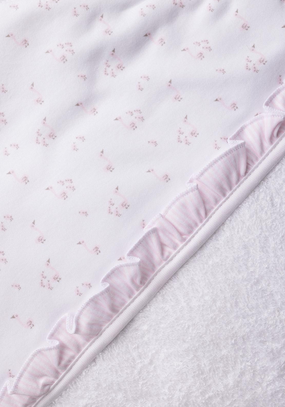 Babidu Frill Panel Hooded Towel, White & Pink