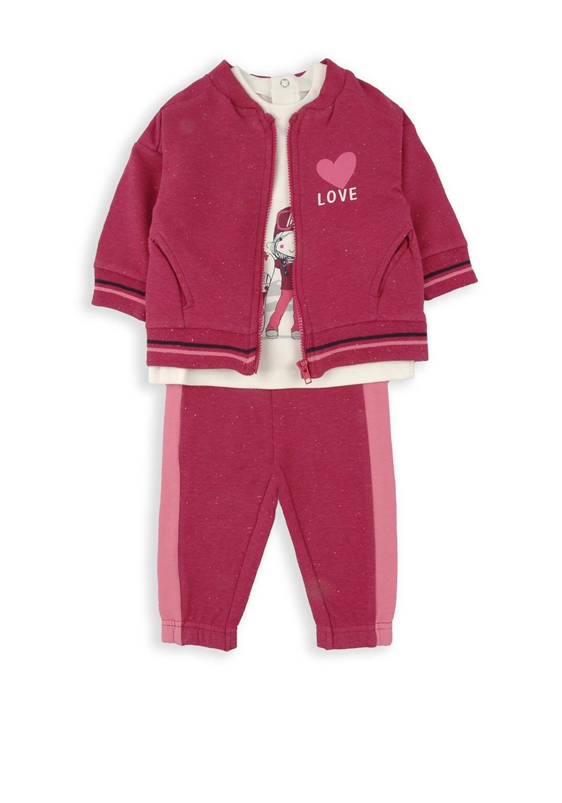 Babybol Baby Girl Forever Love Piece Tracksuit, Pink McElhinneys
