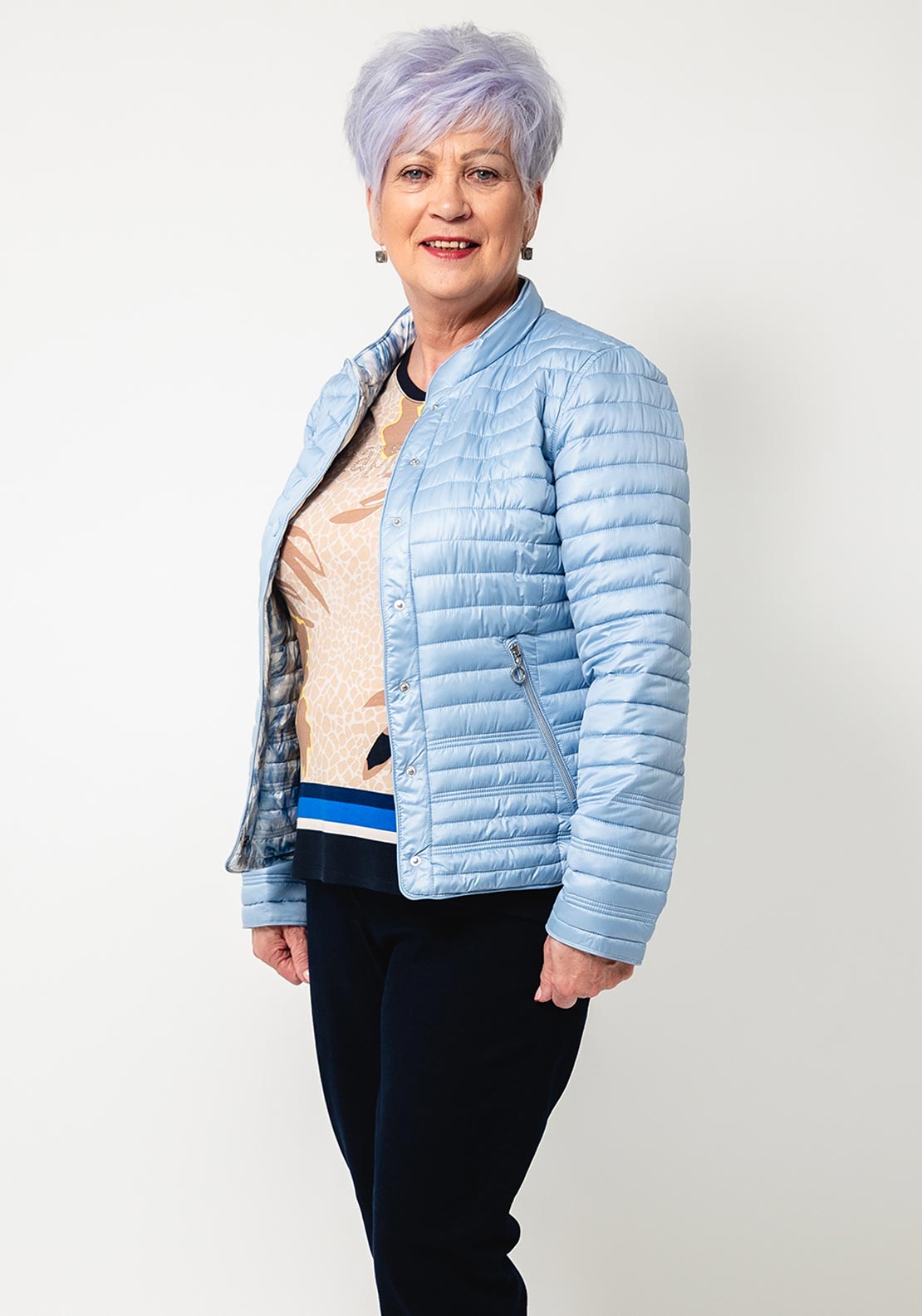 Barbara Lebek Reversible Marble Print Padded Jacket, Blue Multi