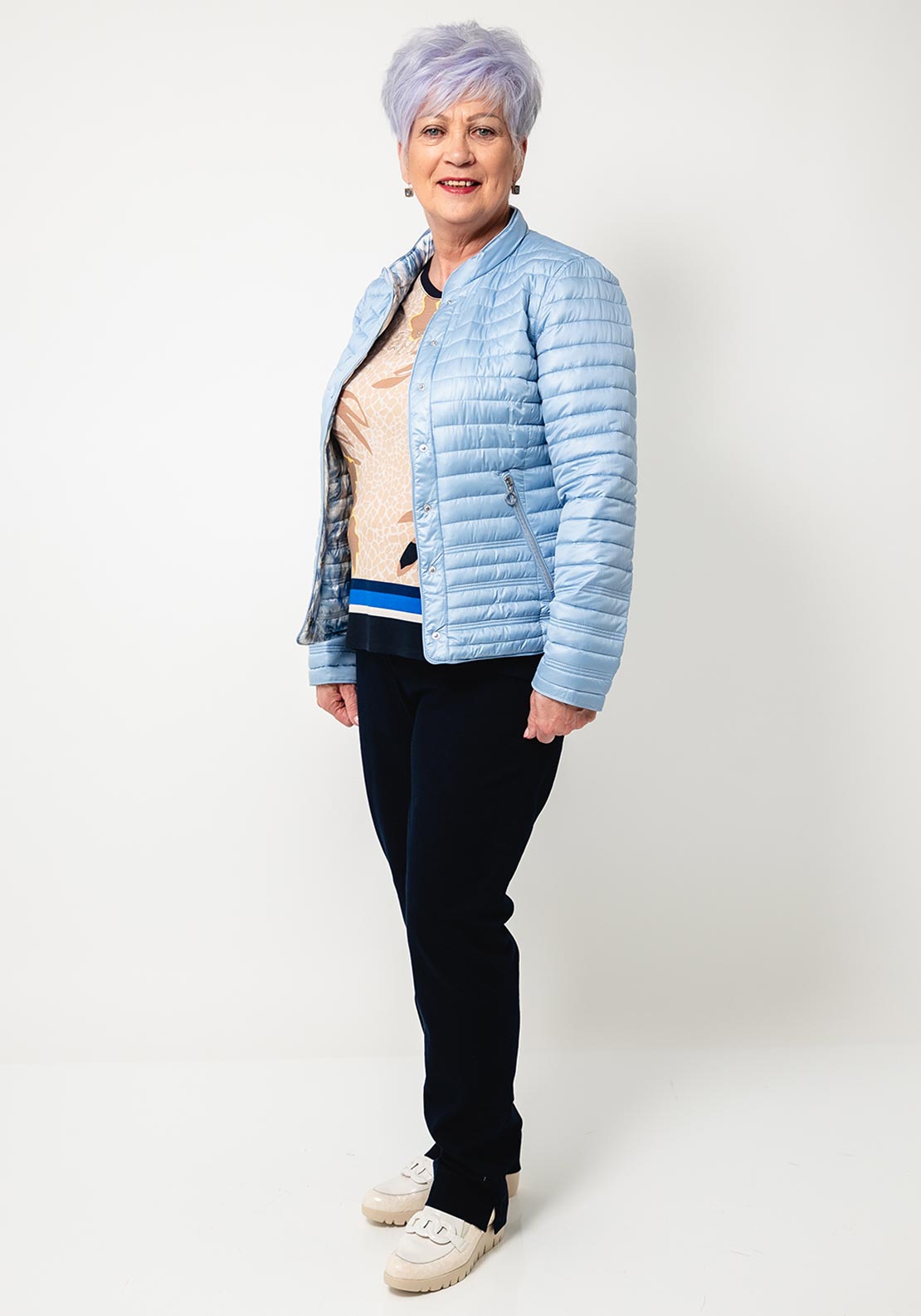 Barbara Lebek Reversible Marble Print Padded Jacket, Blue Multi