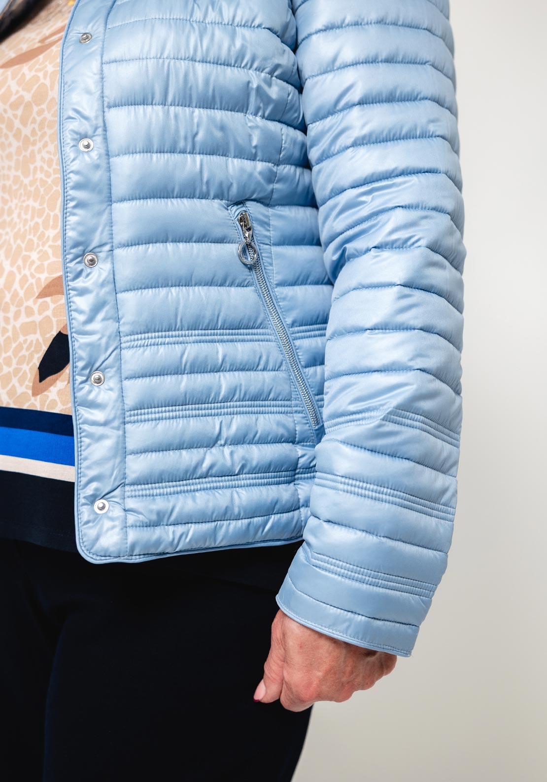Barbara Lebek Reversible Marble Print Padded Jacket, Blue Multi