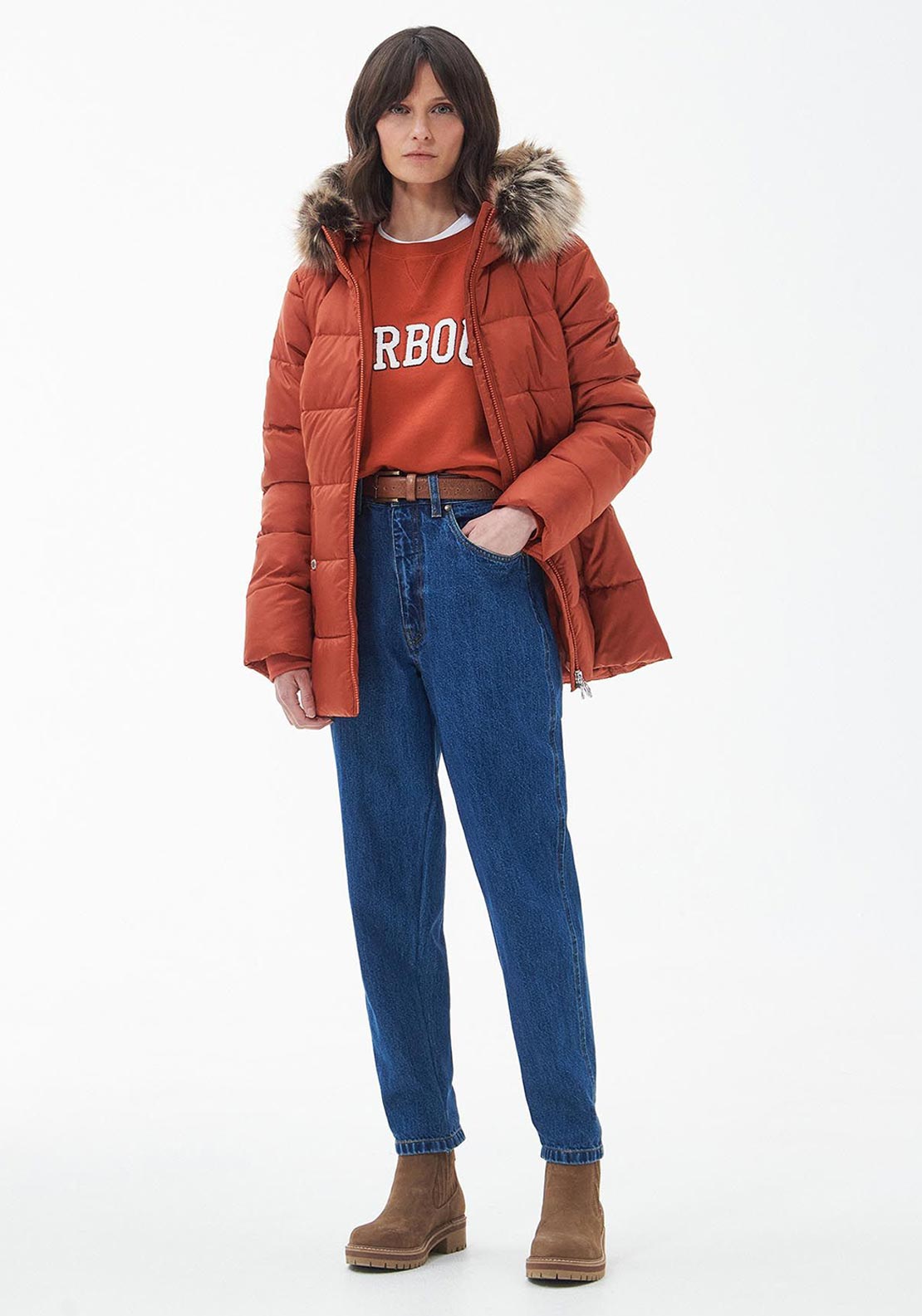 Puffer Jacket Barbour Hood Red BARBOUR BEACON Orange Reversible