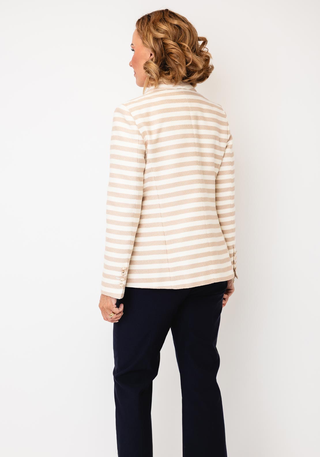 Bariloche Striped Button Closure Blazer, Beige
