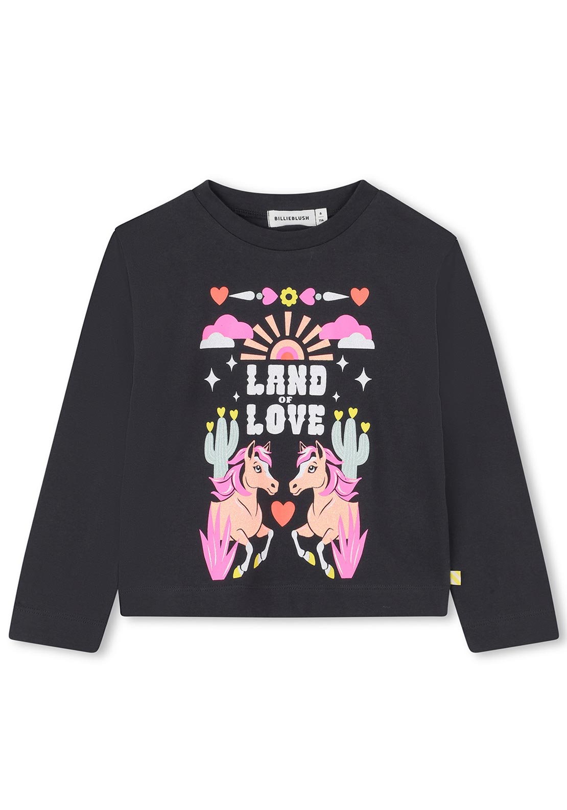 Billieblush Girls Land Of Love Long Sleeve Top, Black