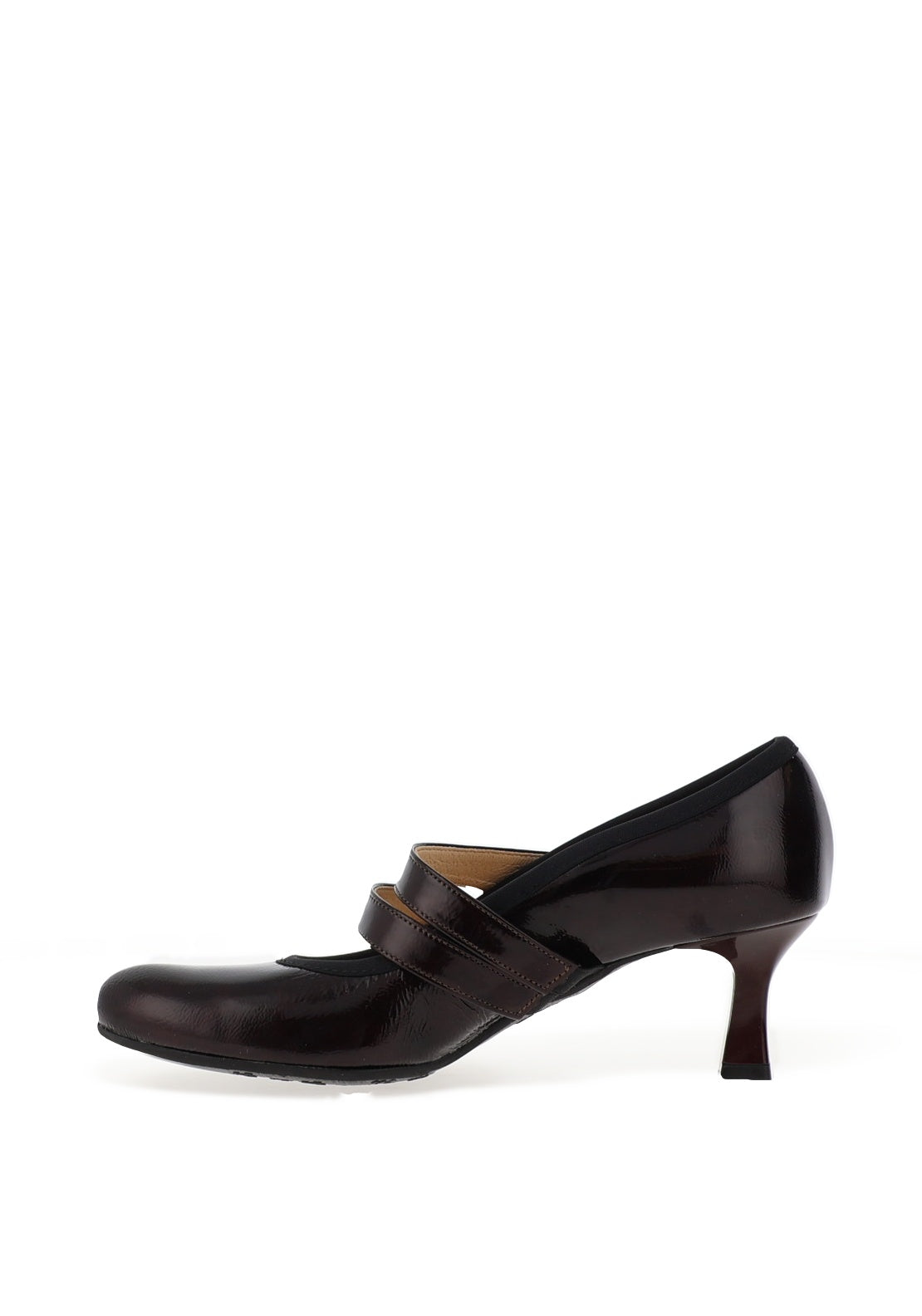Bioeco by Arka Wide Fit Patent Leather Double Strap Court Heels, Wine