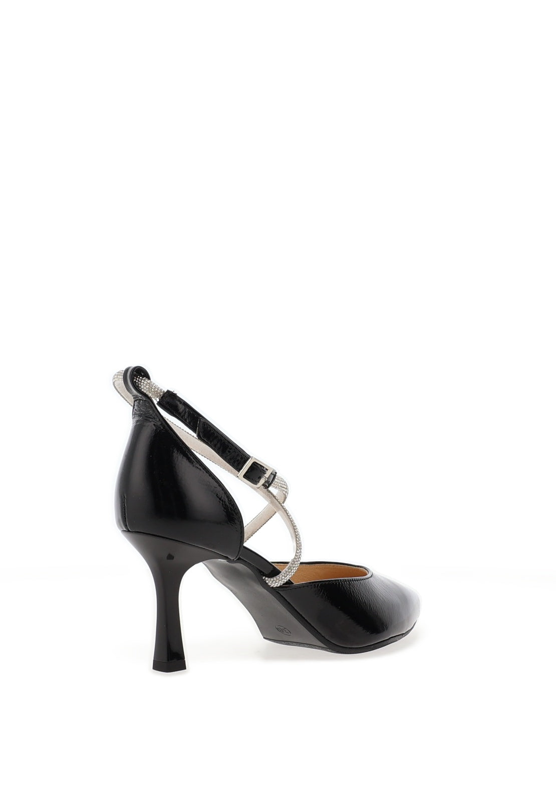 Bioeco by Arka Wide Fit Patent Leather Diamante Criss Cross Height Heels, Black