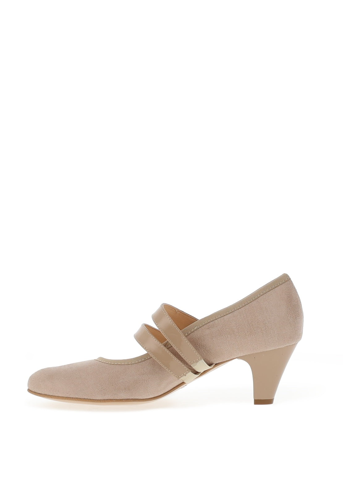 Bioeco by Arka Wide Fit Leather Double Strap Heeled Shoe, Nude