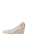 Bioeco By Arka Leather Check Wedge Shoes, Pearl