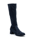 Bioeco by Arka Leather Suede Knee Length Heeled Boots, Navy