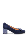 Bioeco by Arka Leather Suede Bow Court Shoes, Navy