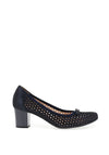 Bioeco By Arka Shimmering Perforated Suede Heeled Shoe, Navy