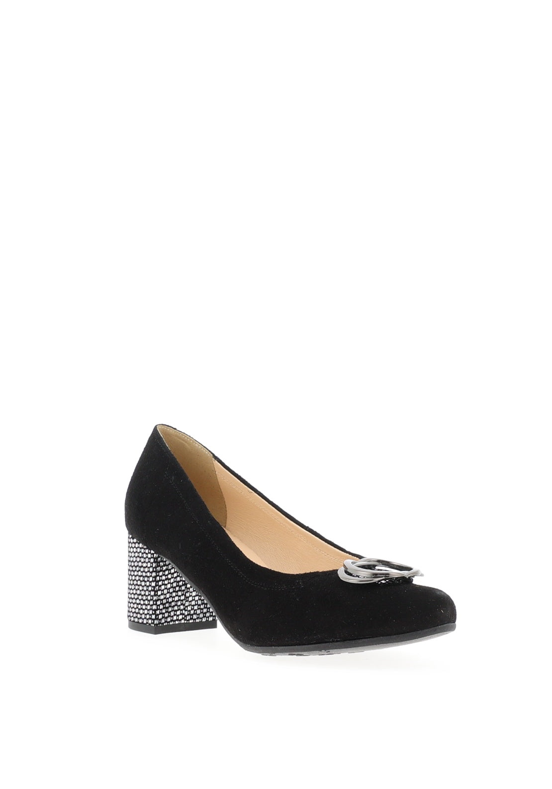 Bioeco by Arka Wide Fit Brooch Detail Heeled Pumps, Black