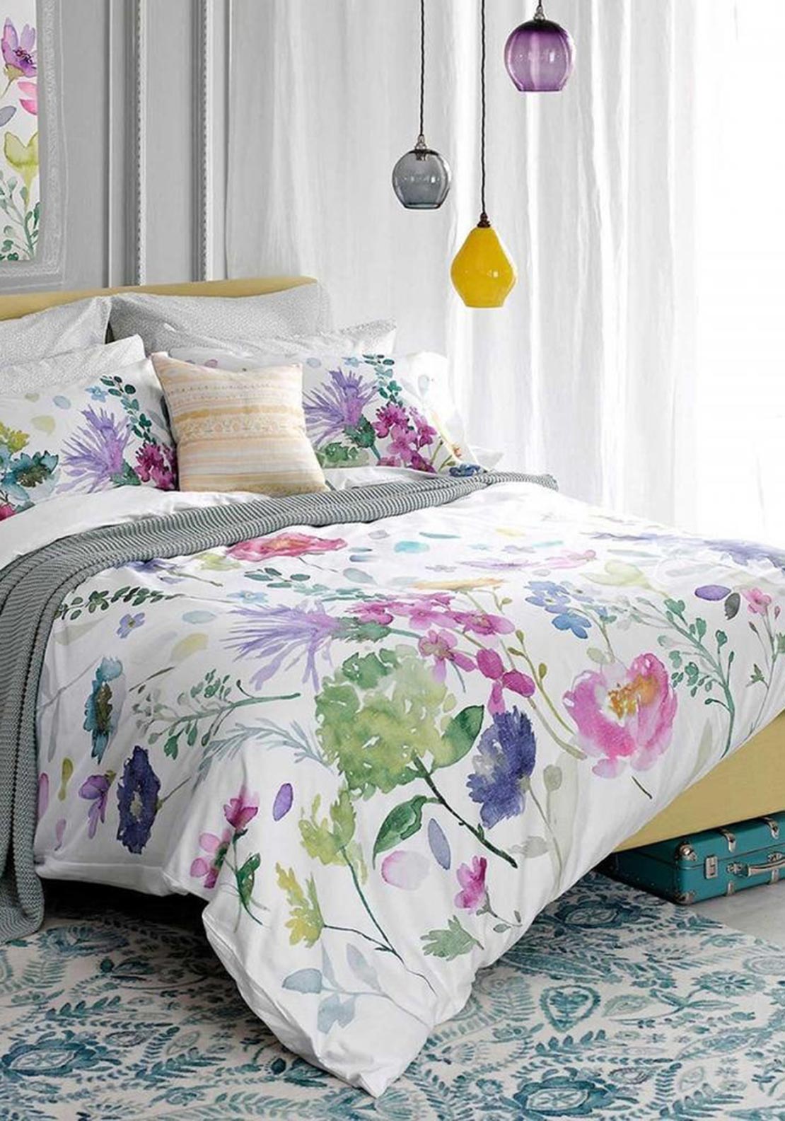 Bluebell Gray Tetbury Sateen Duvet Cover Set, Multi