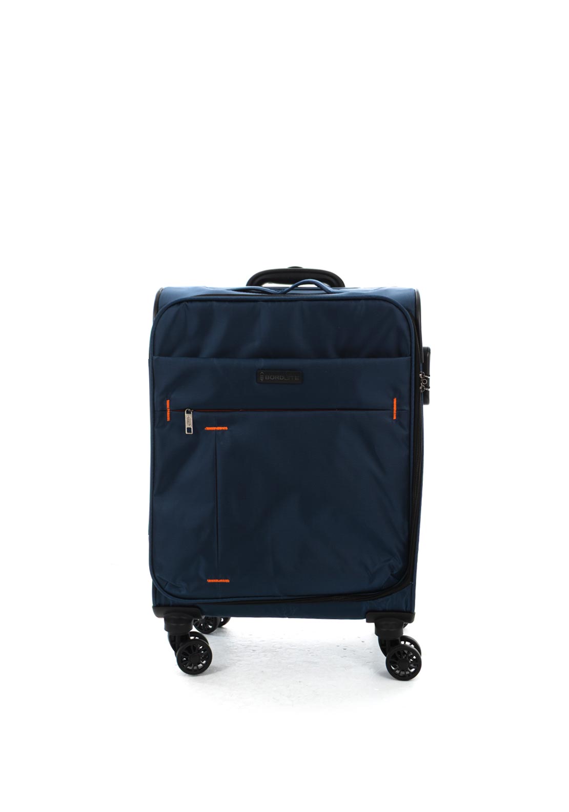 Bordlite 22” Soft Shell Cabin Wheel Spinner Suitcase, Navy & Orange