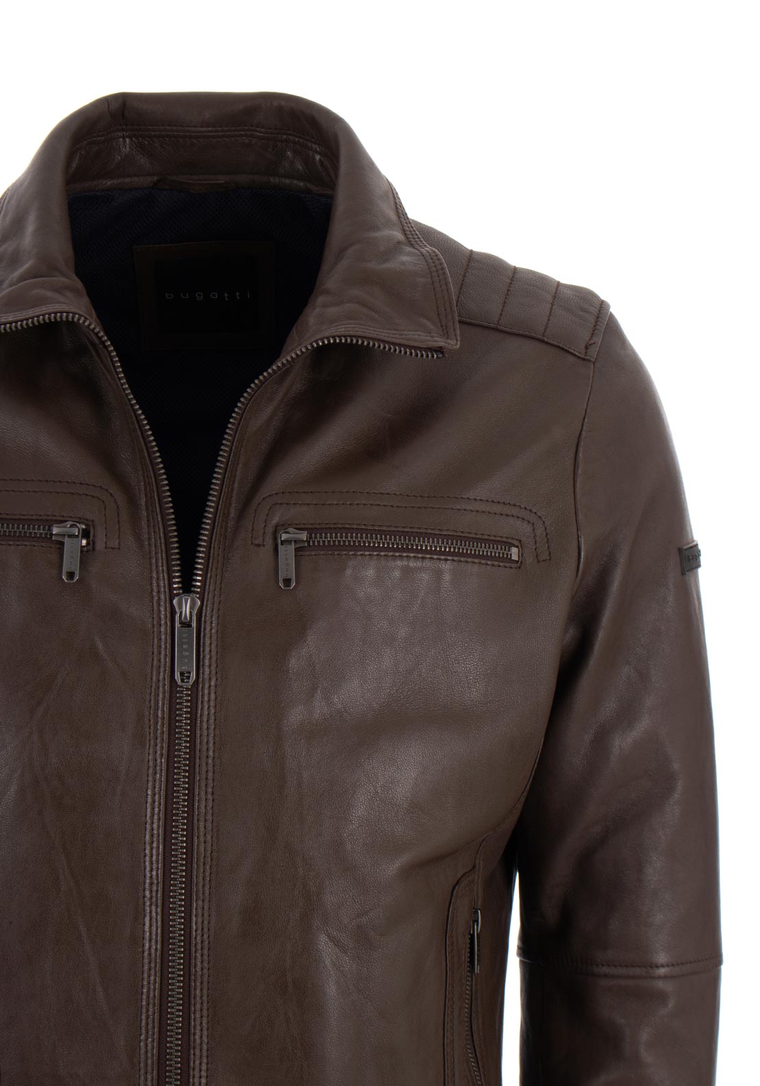 Bugatti Leather Biker Jacket, Brown