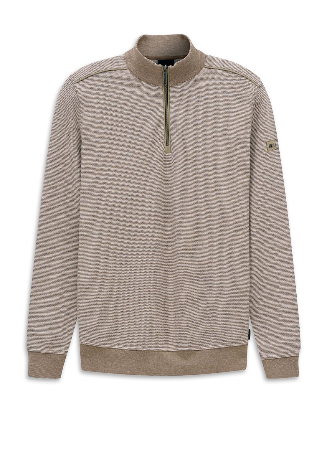 Bugatti Texture Knit Quarter Zip Sweatshirt, Beige