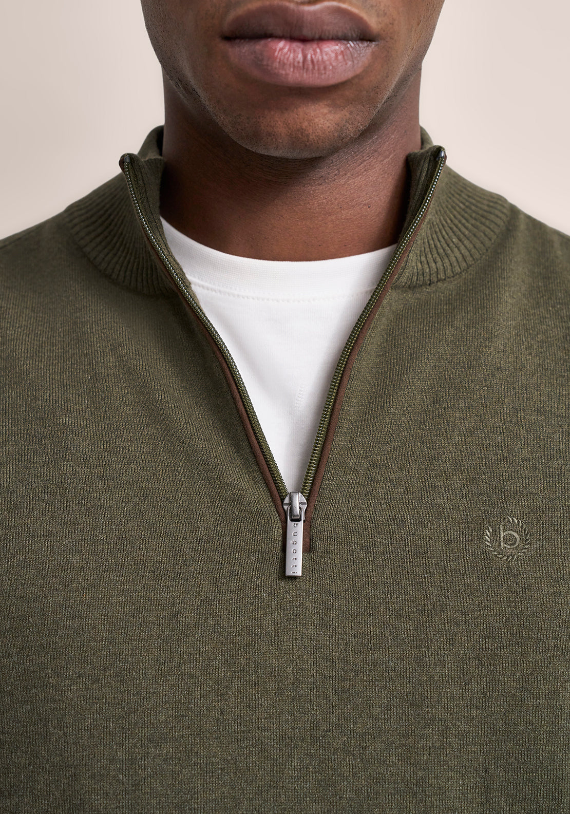 Bugatti Quarter Zip Knit Sweater, Green