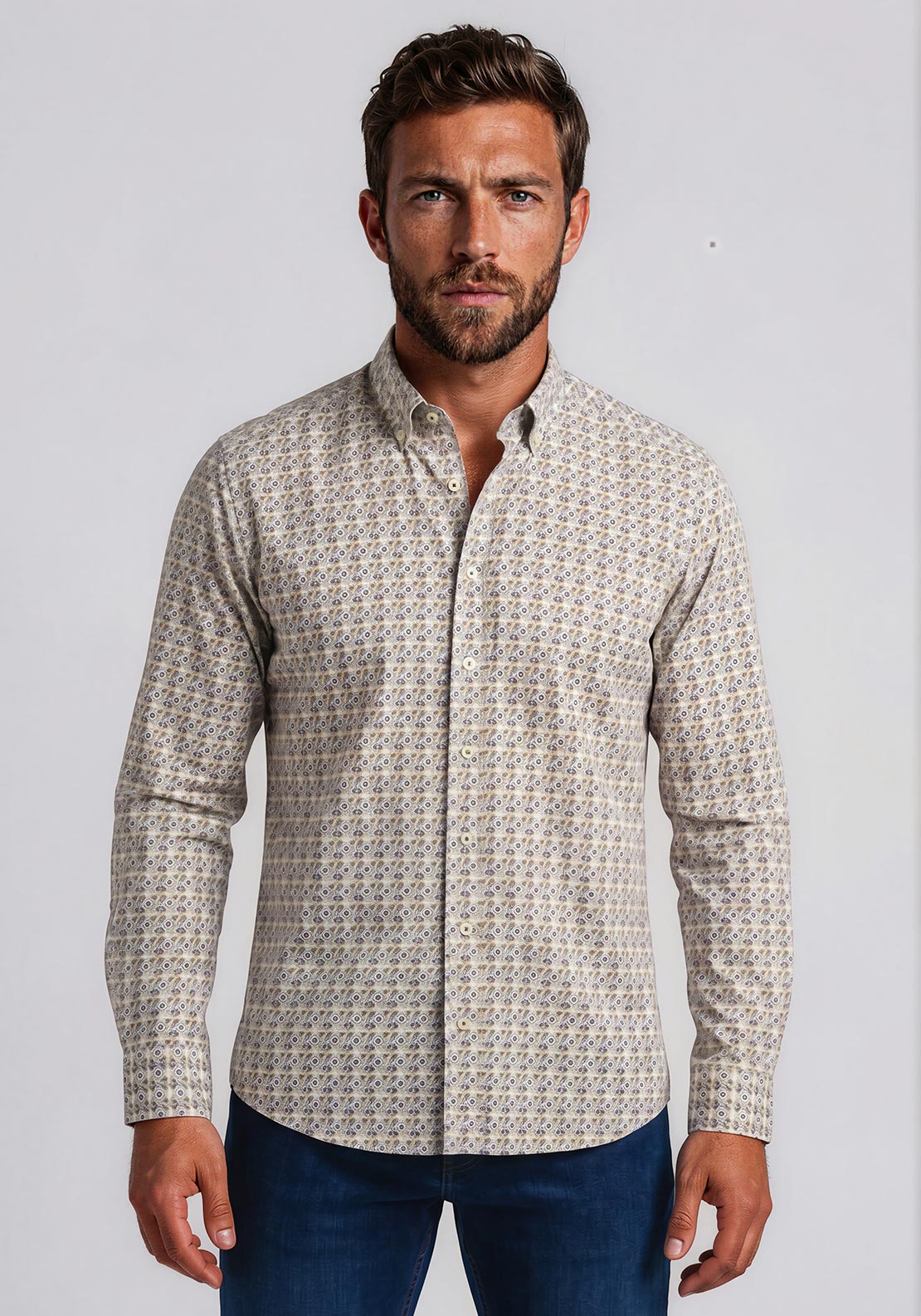 Bugatti Illusion Print Shirt, Brown Multi Bugatti Illusion Print Shirt, Brown Multi