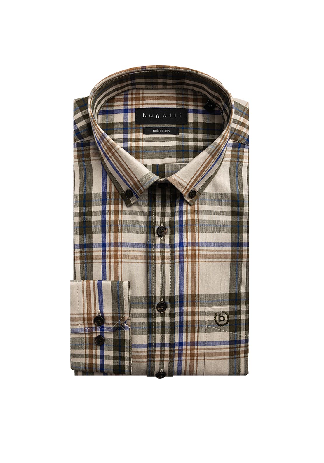 Bugatti Plaid Shirt, Green Multi