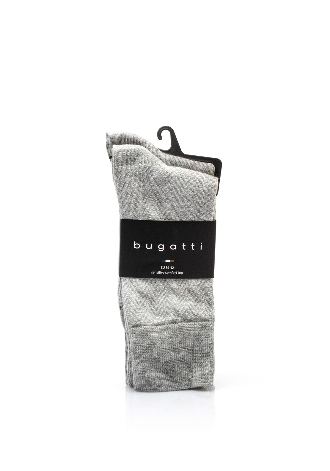 Bugatti 2 Pack Sensitive Comfort Top Chevron Socks, Grey