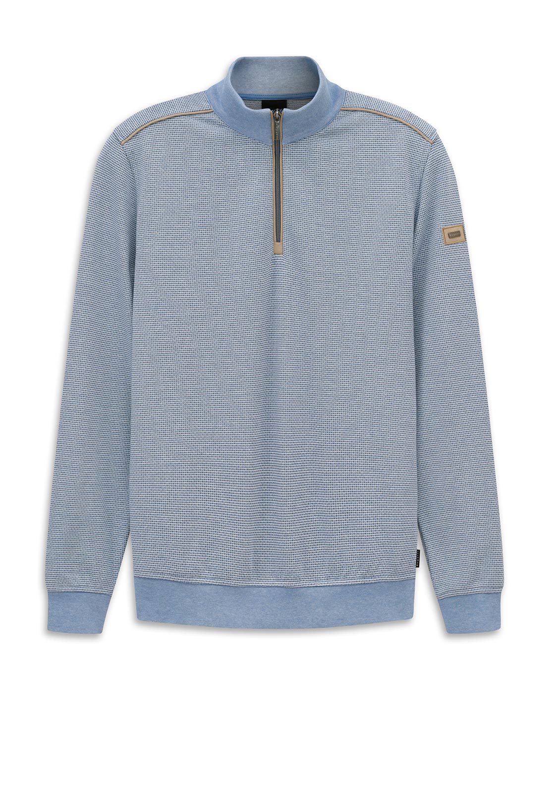 Bugatti Texture Knit Quarter Zip Sweatshirt, Light Blue