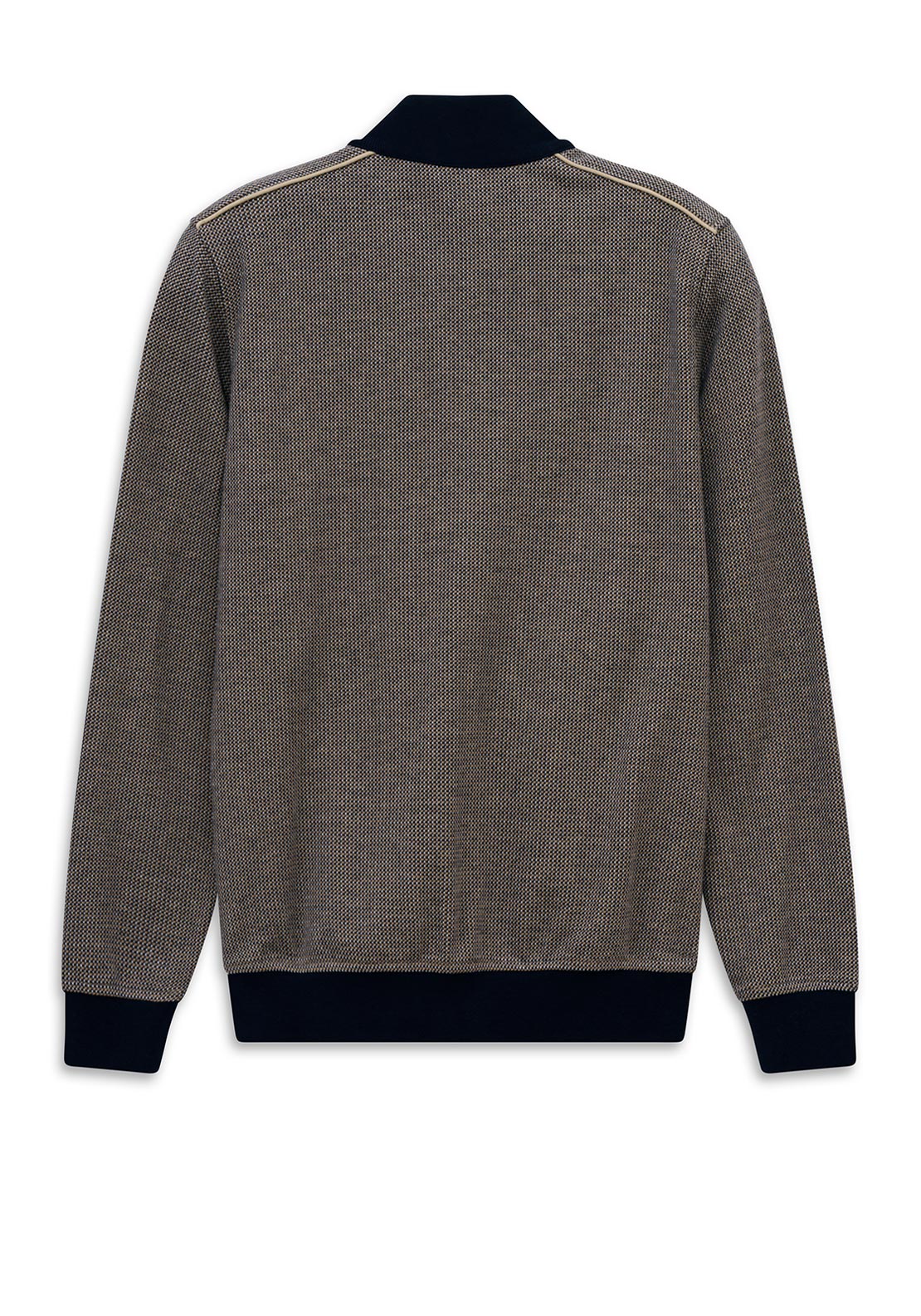 Bugatti Full Zip Jacquard Pattern Sweatshirt, Navy & Beige
