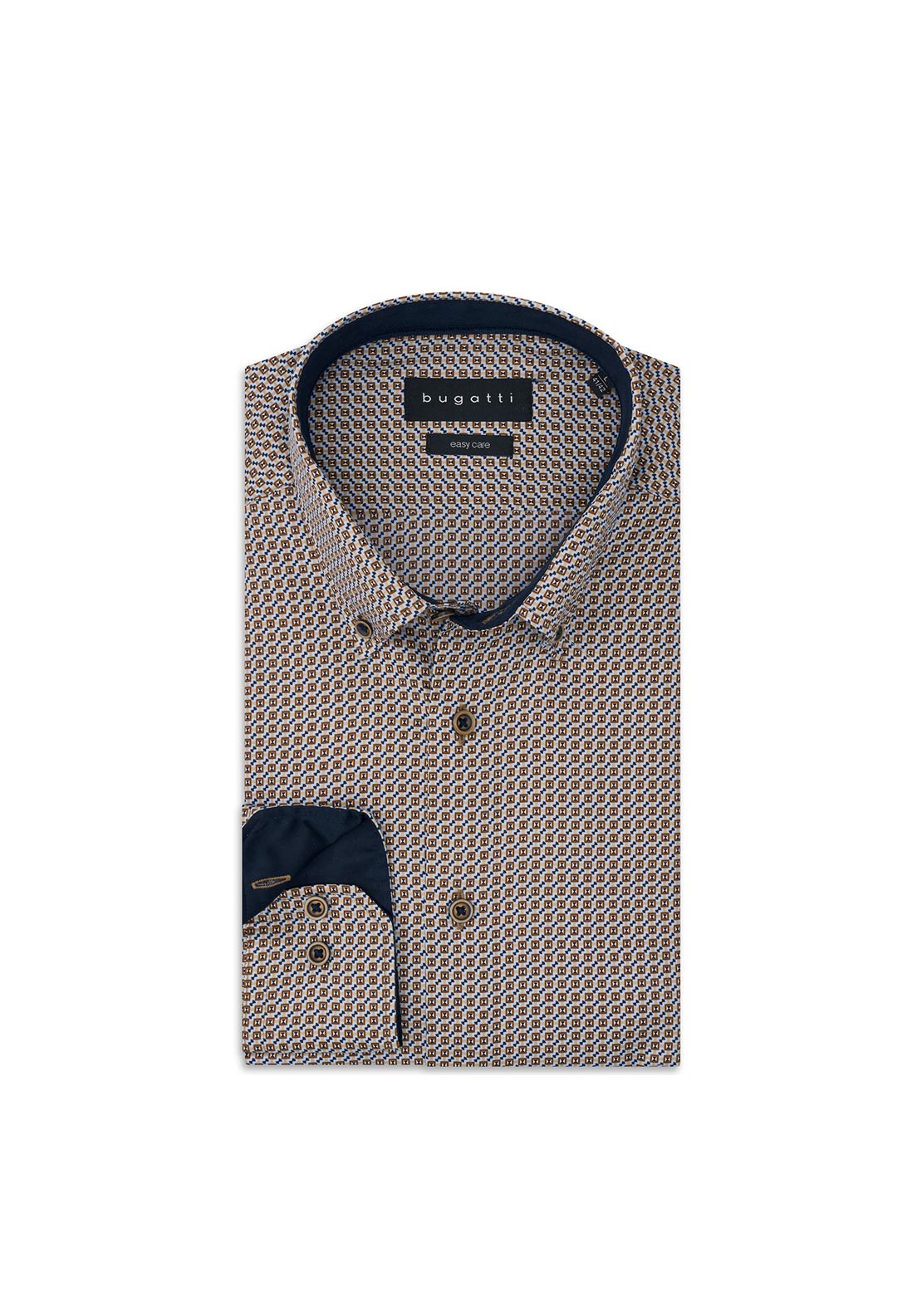 bugatti dress shirts Bugatti Printed Shirt, Brown & Blue Multi
