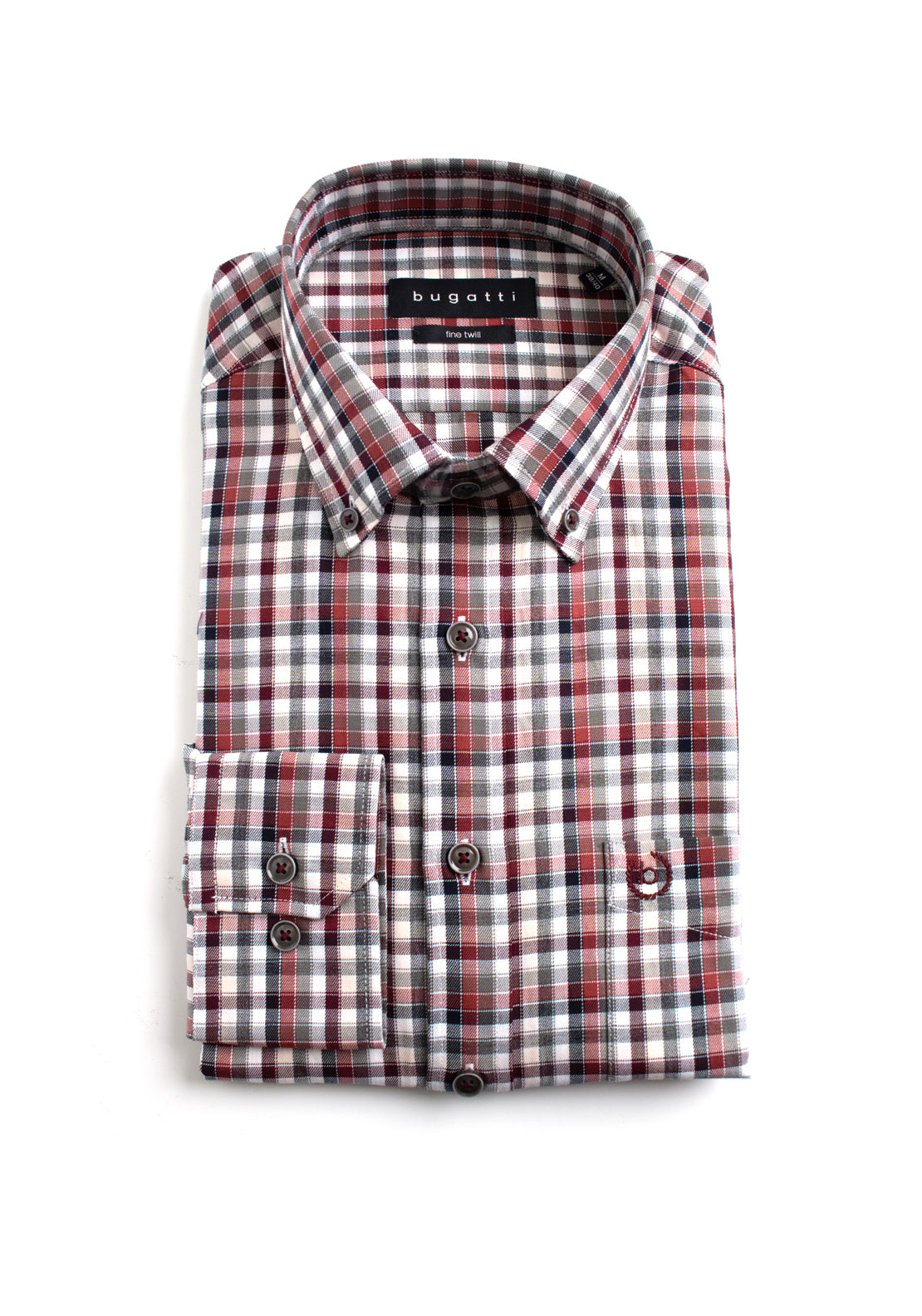 Bugatti Oxford Check Shirt, Red & Black - McElhinneys