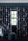 Clarke and Clarke Bouquet Lined Eyelet Curtains, Damson