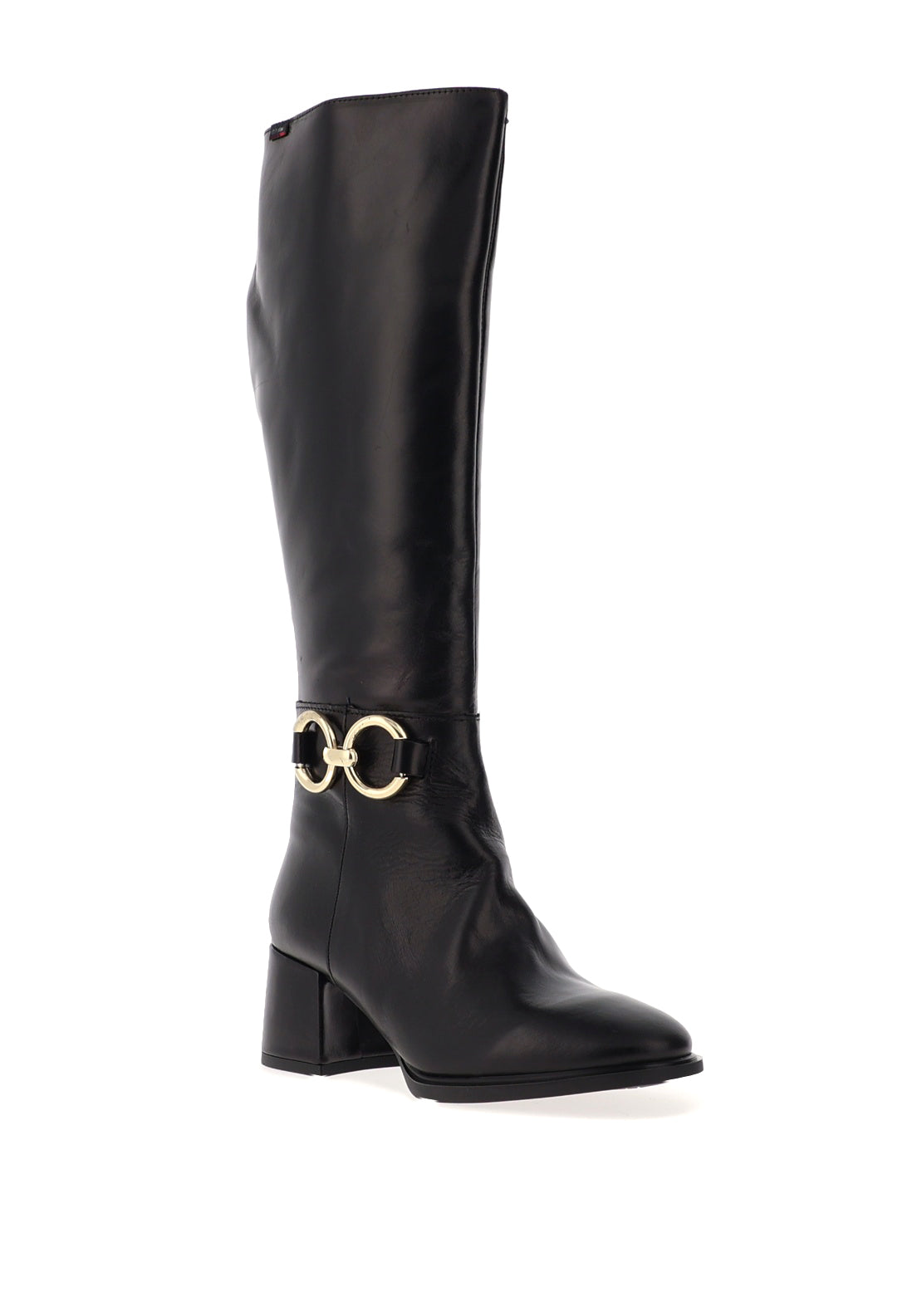 CallagHan Block Heel Knee High Leather Boots, Black