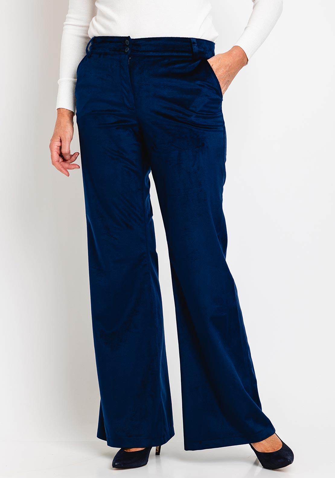Camelot Velour Flare Trouser Royal Navy McElhinneys