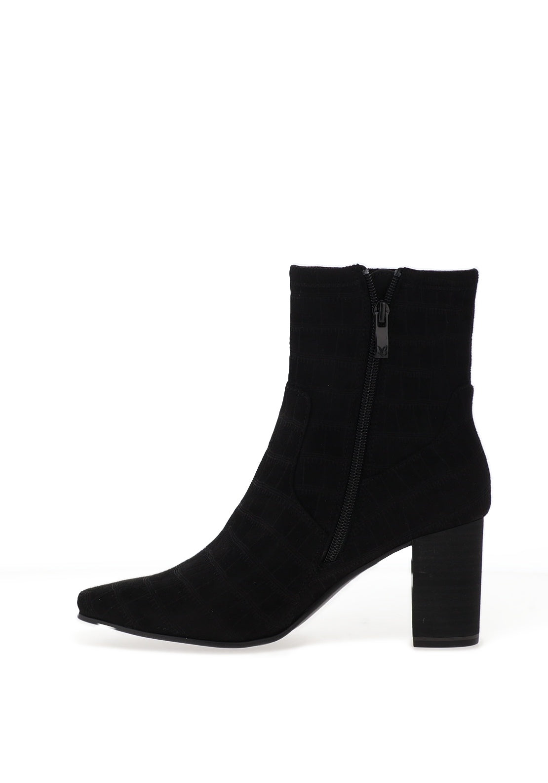 Caprice Croc Print Heeled Ankle Boots, Black