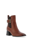 Caprice Leather Buckle Heeled Boots, Cognac