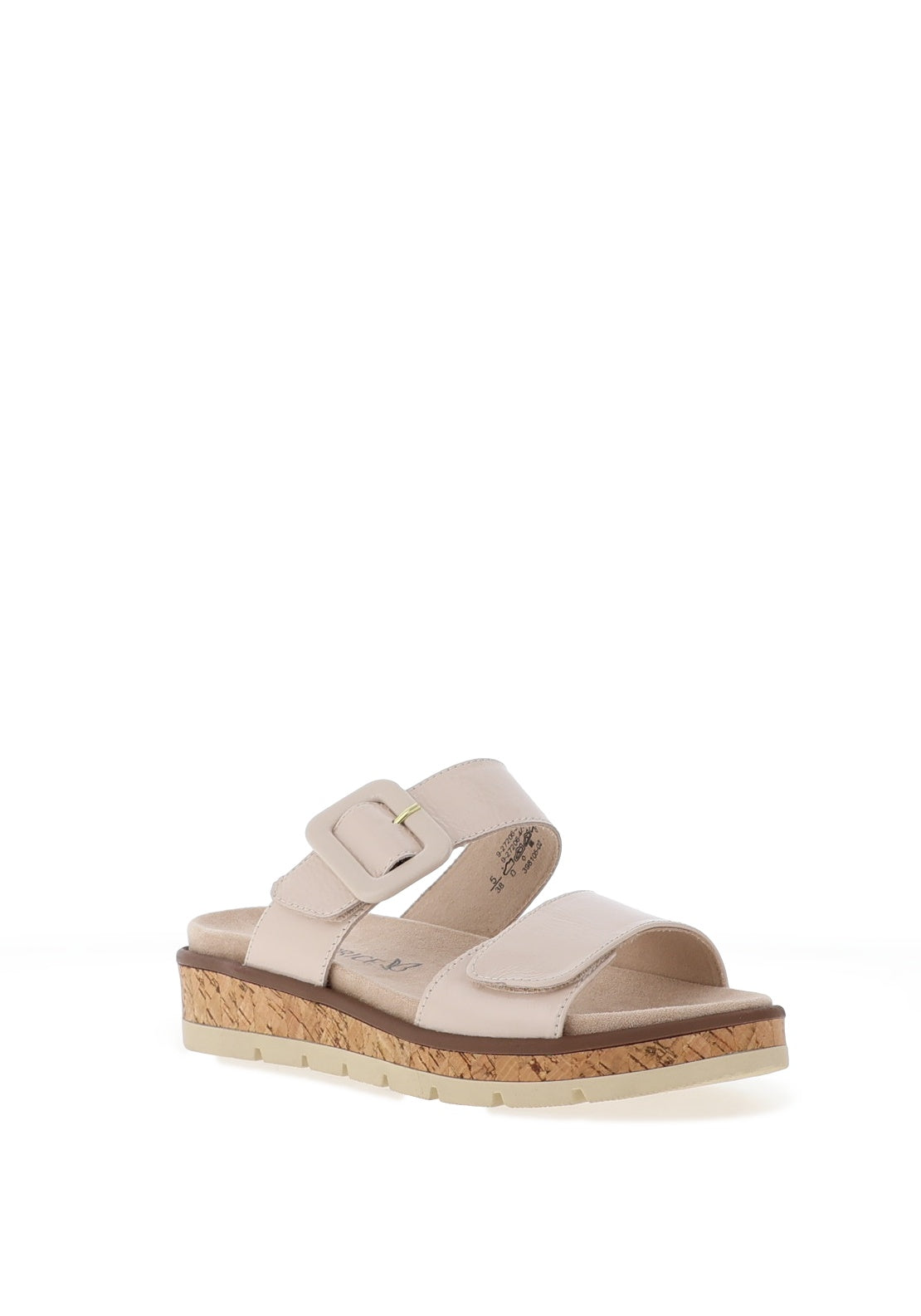Caprice Wide Fit Patent Leather Platform Mule Sandals, Cream