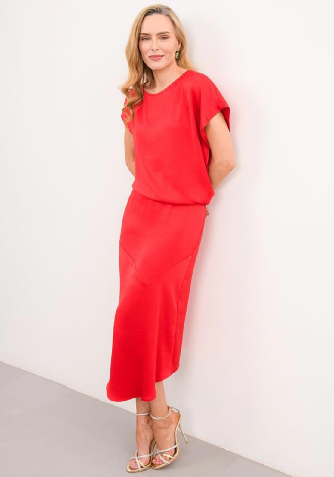 Caroline Kilkenny Ruth Asymmetric Dress, Red