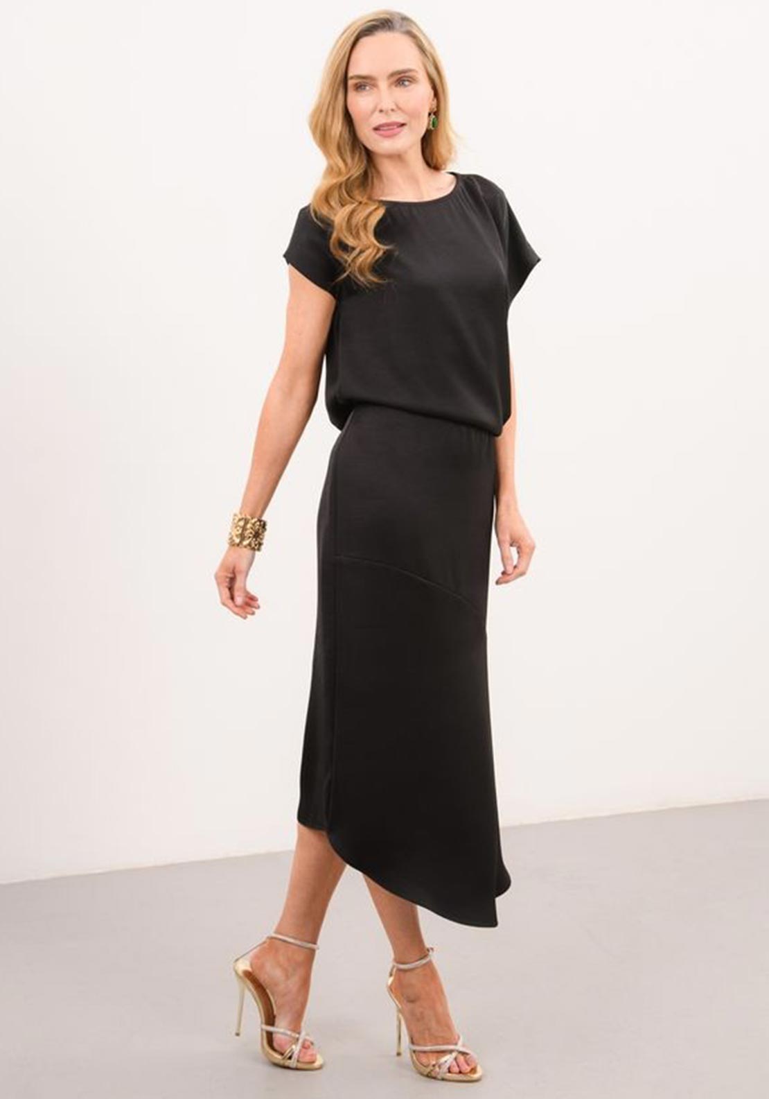 Caroline Kilkenny Ruth Asymmetric Dress, Black