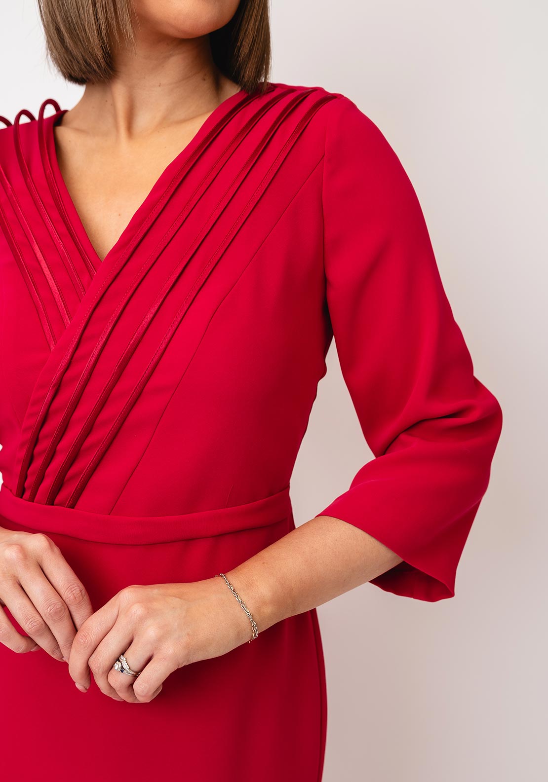 Cassandra Stila Boned Pannel Midi Dress, Red