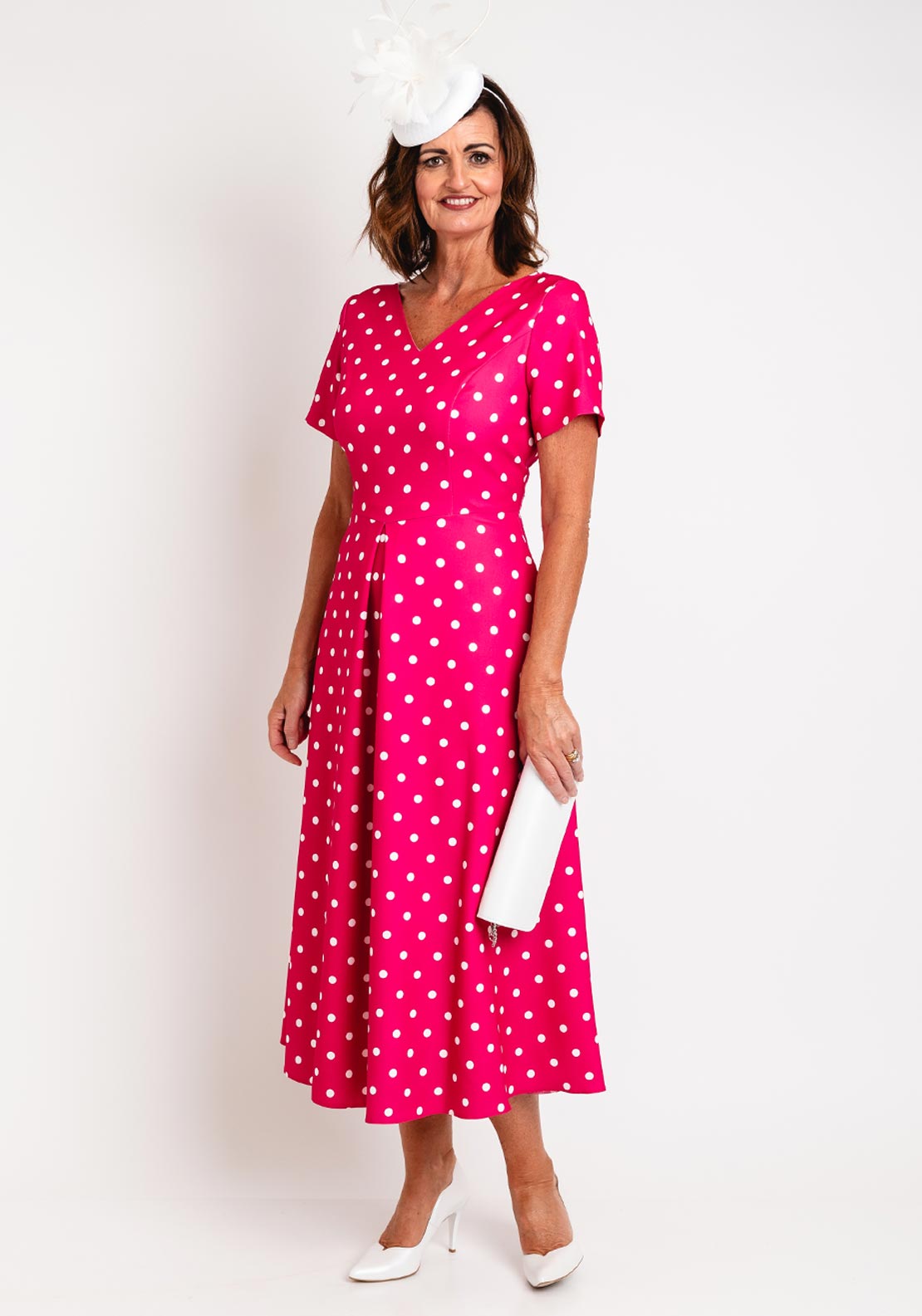 Cassandra Trudy Polka Dot A-line Maxi Dress, Pink McElhinneys