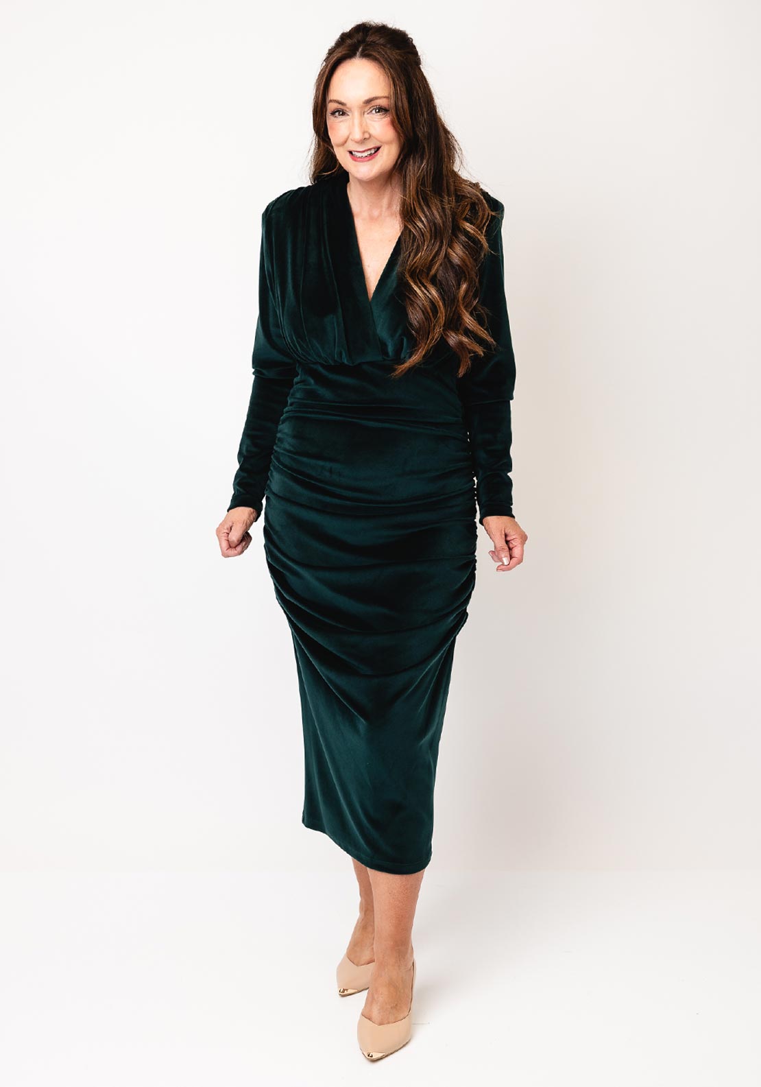 slim fit dress slacks Carmella Green Velvet Midi Dress main image 1