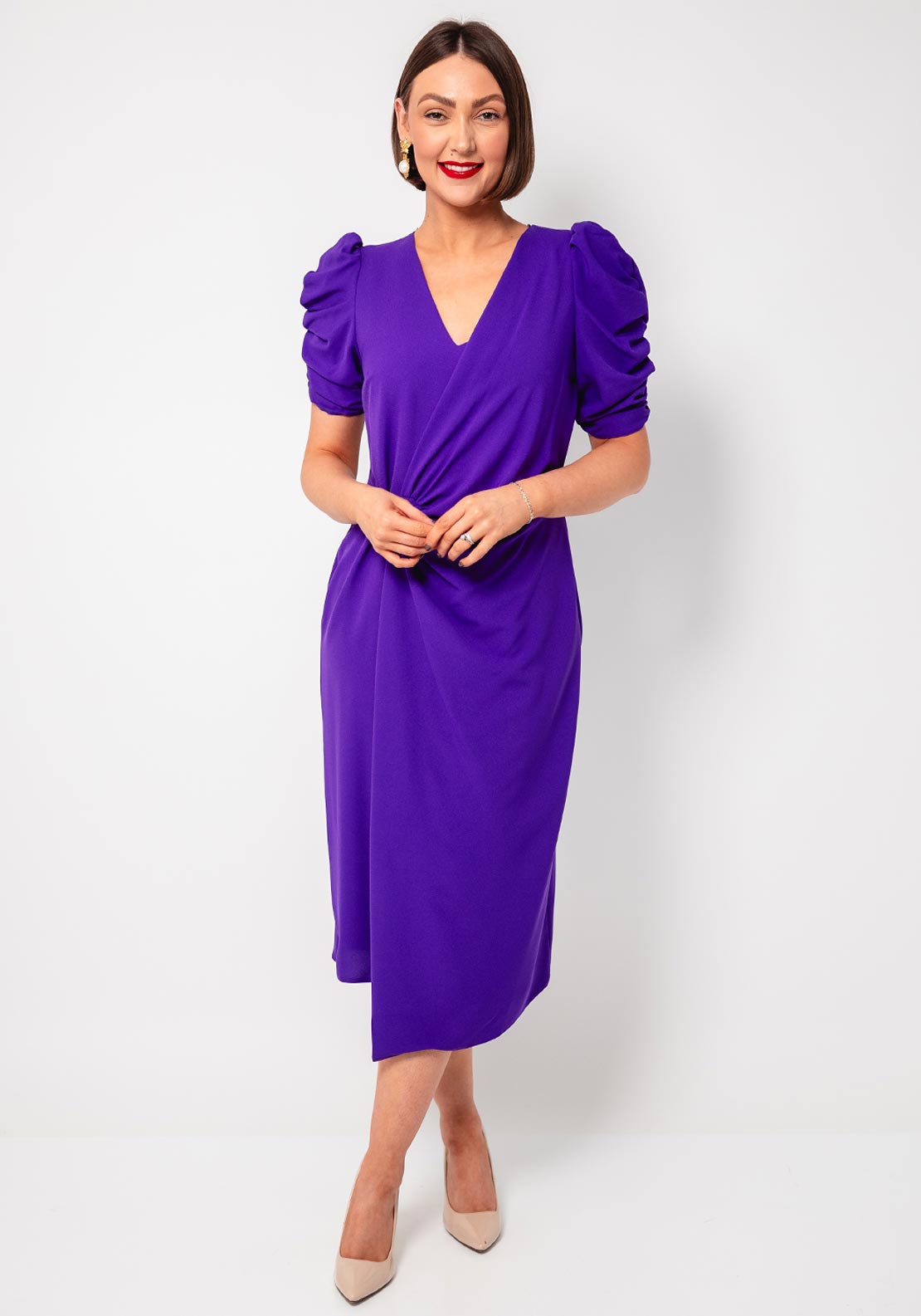 Casting Wrap Panel Pencil Dress, Purple