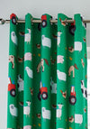 Catherine Lansfield Farmyard Animals Print Eyelet Curtains 66”x72”, Green