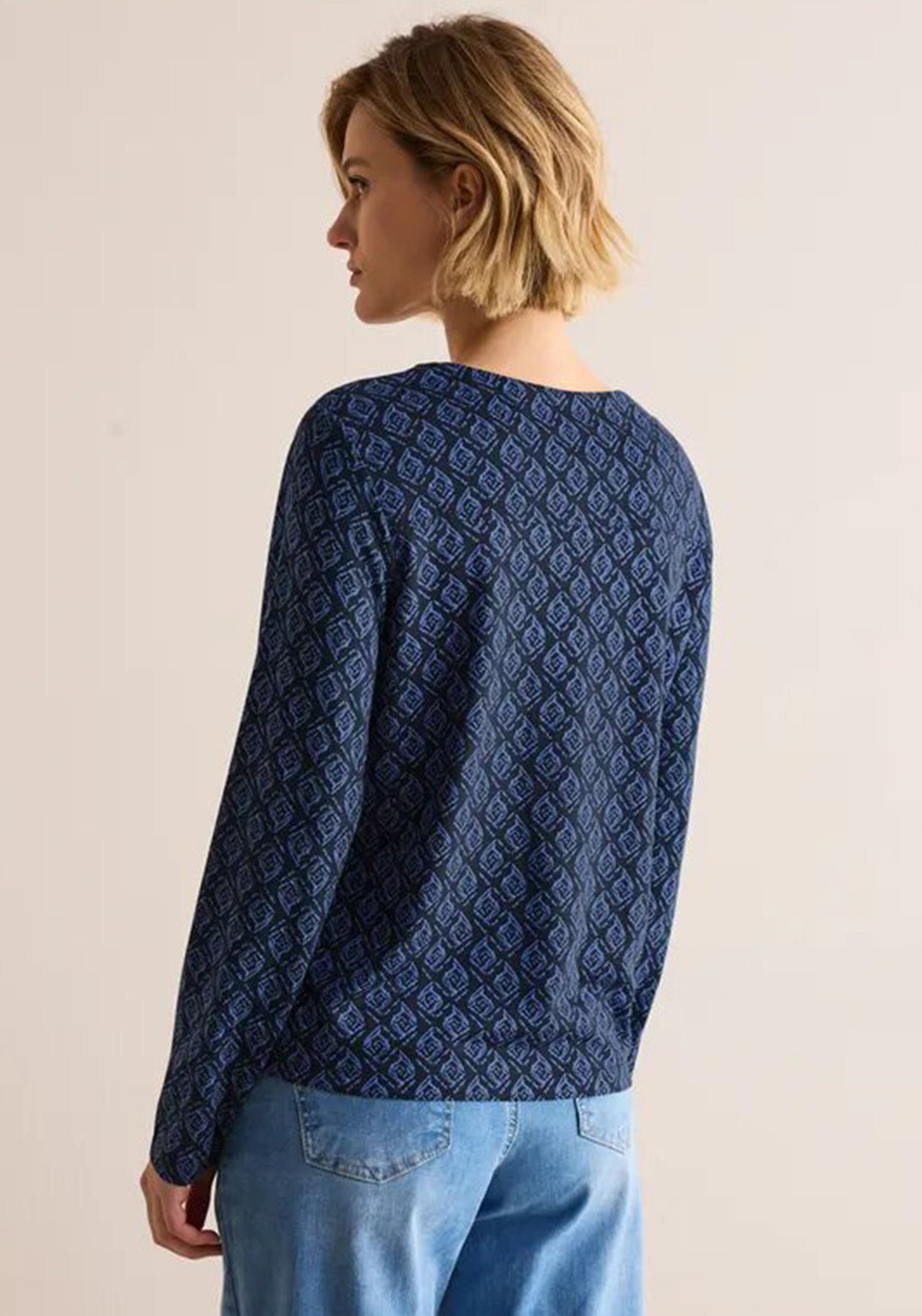 Cecil Geometric Print Tunic Top, Navy
