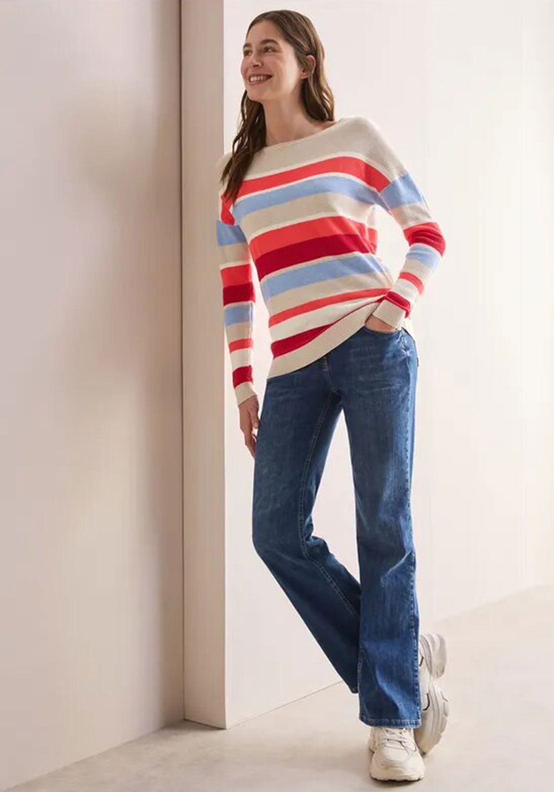 Cecil Striped Textured Sweater, Multi Coloured
