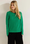 Cecil Round Neck 3D Ribbed Top, Easy Green
