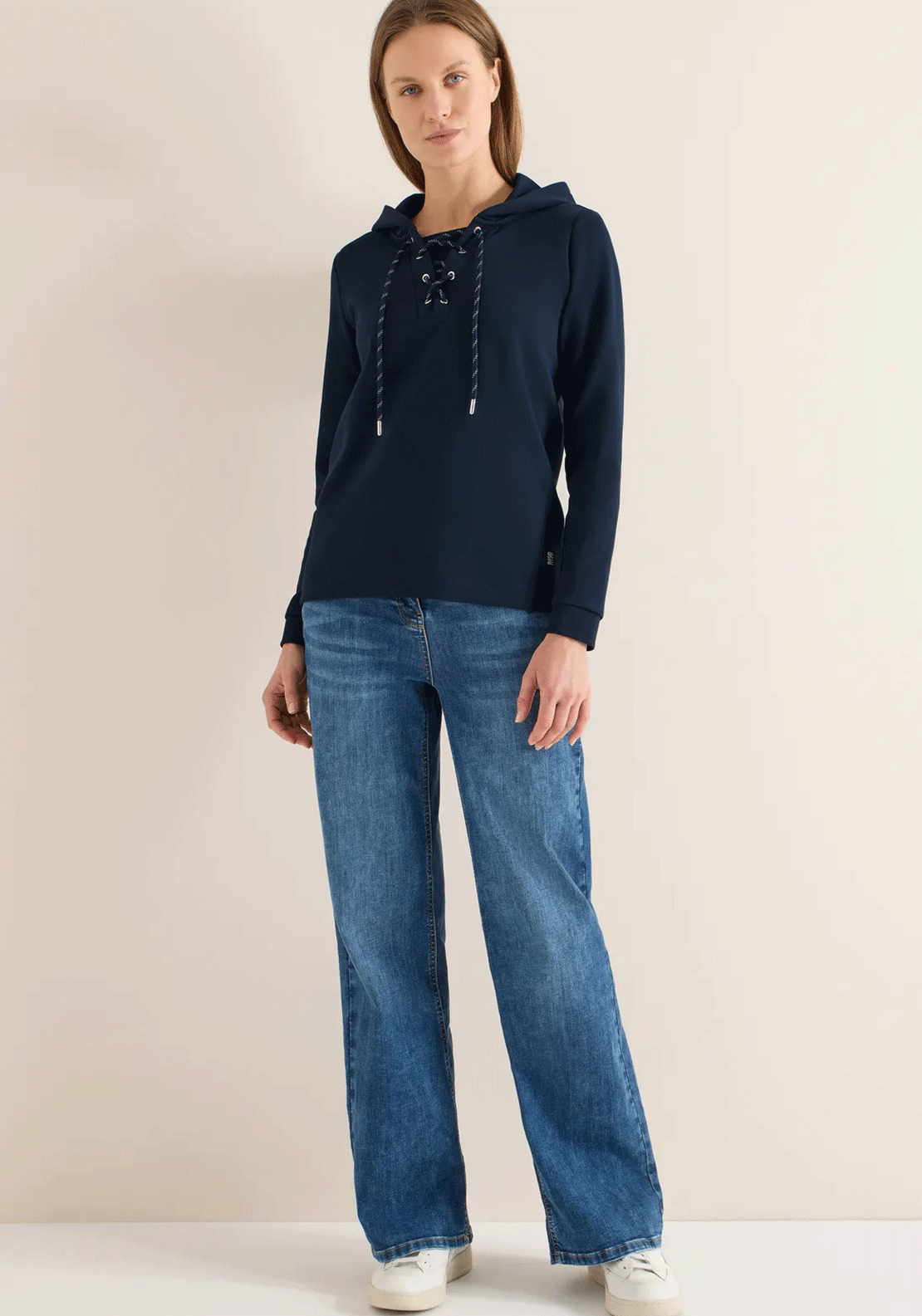 Cecil Lace up Hoodie, Navy